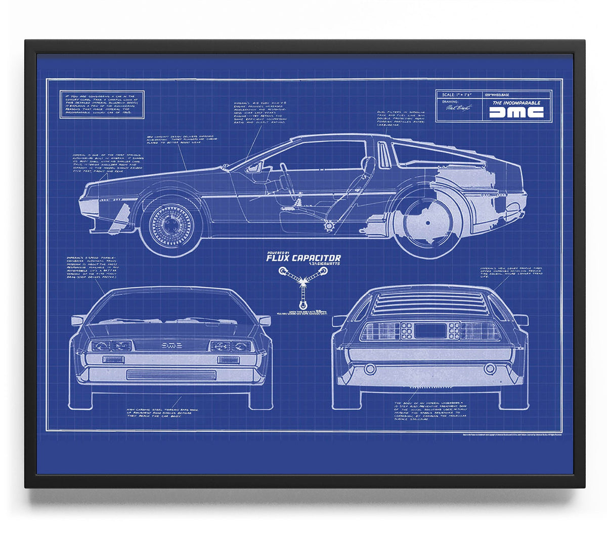 DeLorean Blueprint Poster – Poster