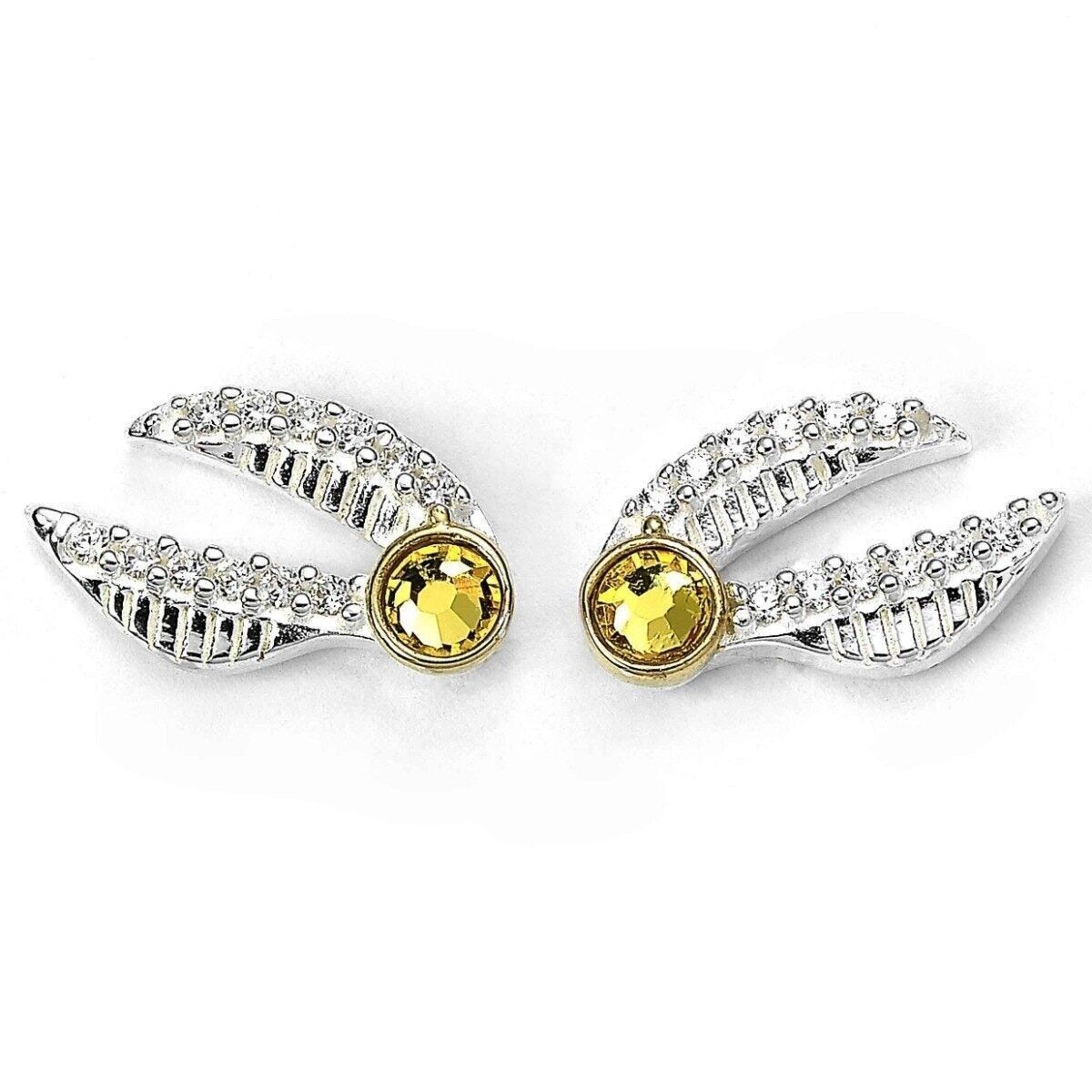 Boucles d'oreilles Harry Potter en argent sterling Golden Snitch avec éléments en cristal