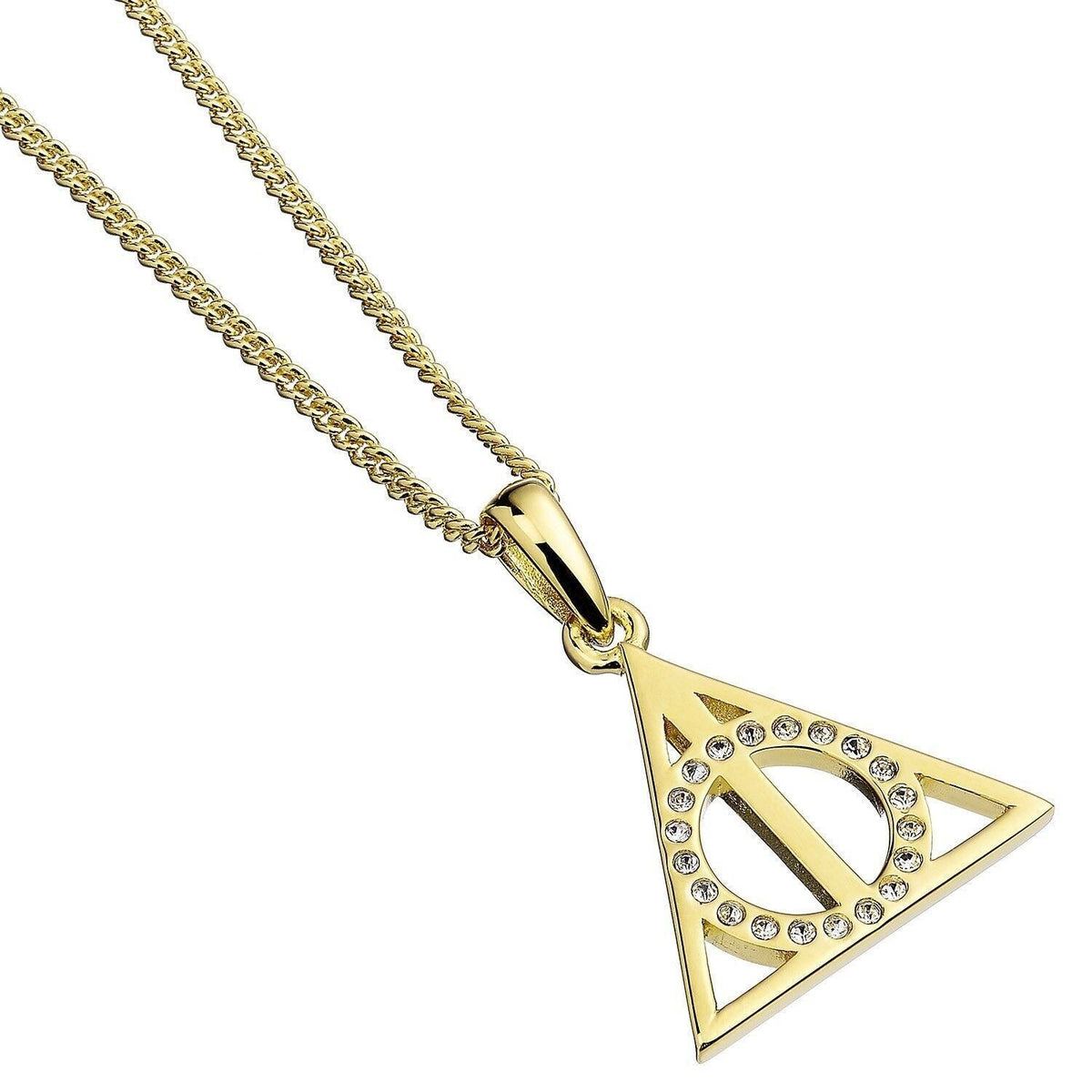 Harry Potter Sterling Silver Deathly Hallows Collier en argent sterling plaqué or orné de cristaux