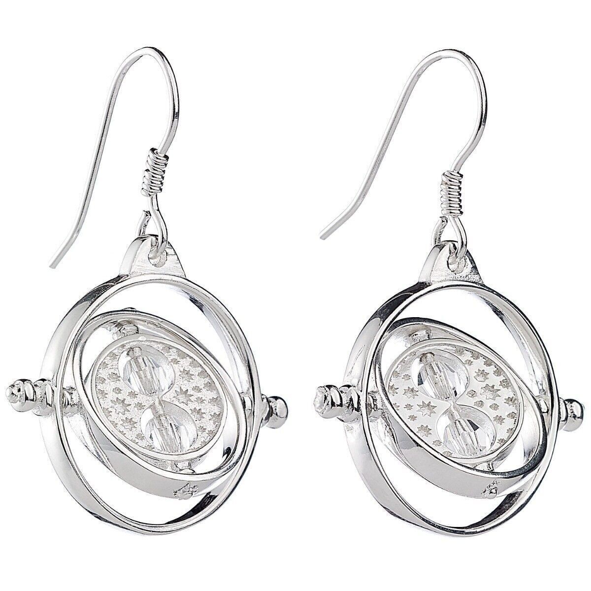 Boucles d'oreilles Harry Potter en argent sterling avec retourneur de temps et éléments en cristal