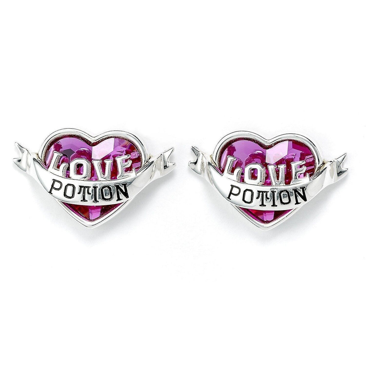 Boucles d'oreilles Harry Potter en argent sterling avec philtre d'amour et éléments en cristal
