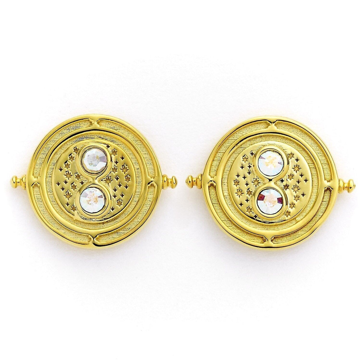 Boucles d'oreilles Harry Potter en argent sterling plaqué or Time Turner avec éléments en cristal