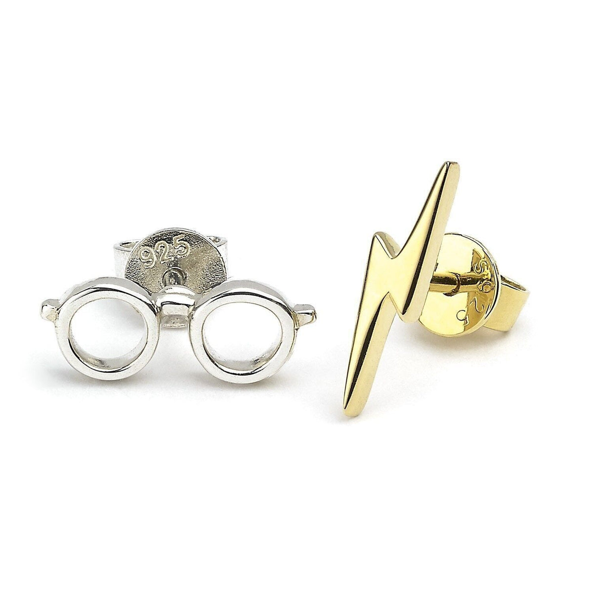 Boucles d'oreilles clous éclair et lunettes Harry Potter en argent sterling