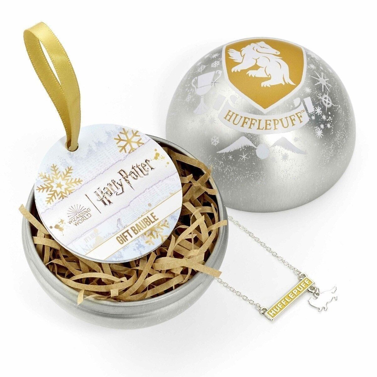 Boule de Noël officielle Harry Potter Poufsouffle avec collier maison