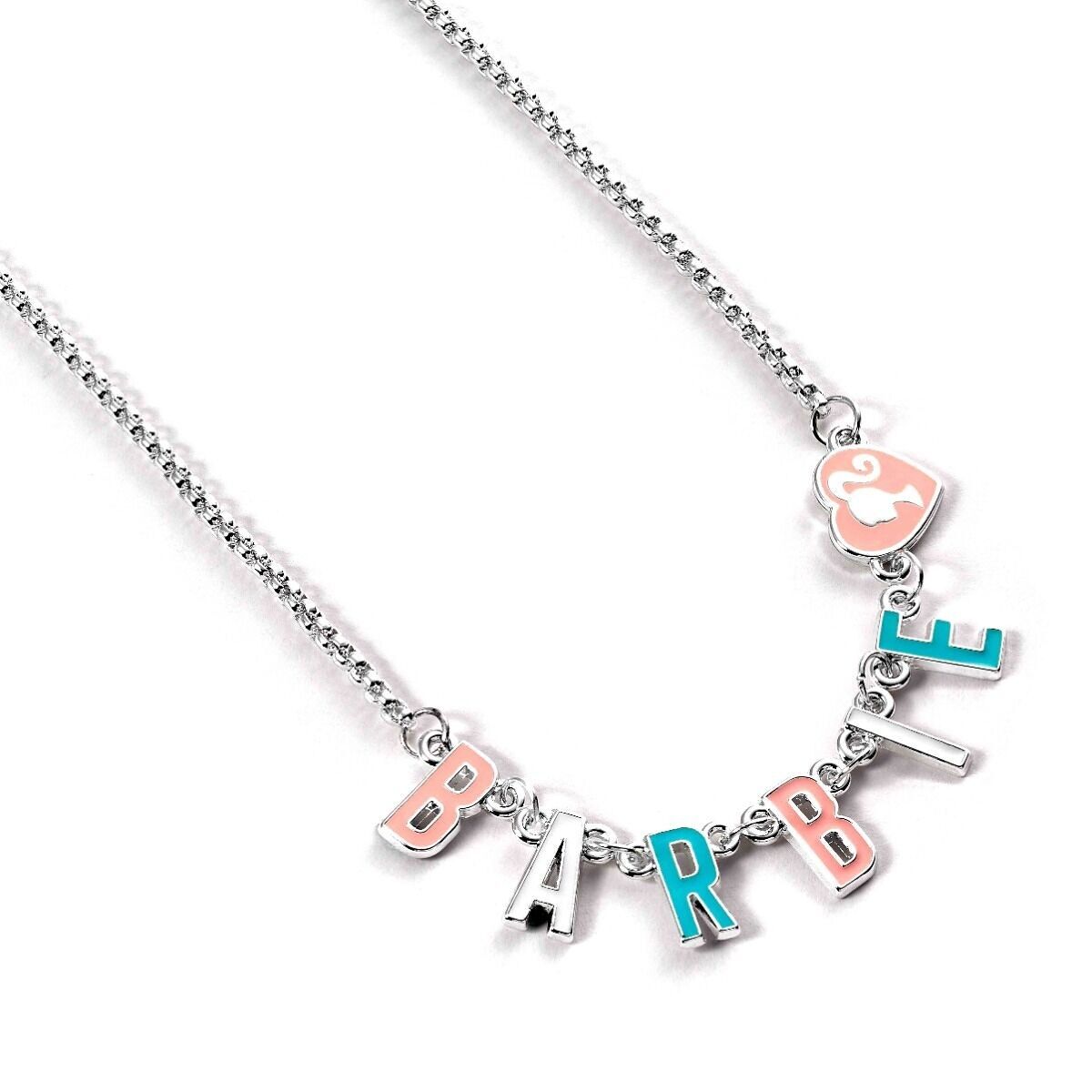 Collier de nom de lettre en émail Barbie
