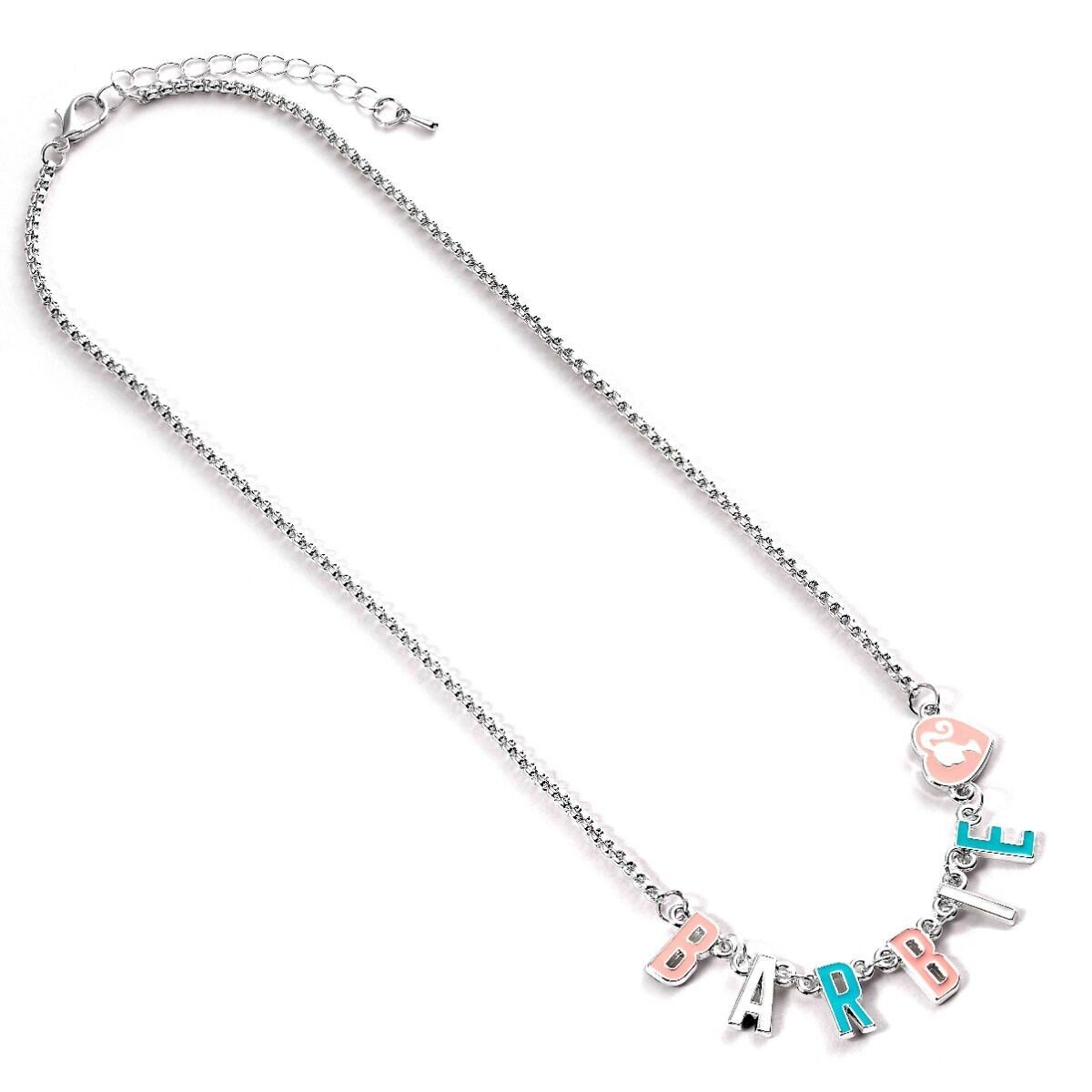 Collier de nom de lettre en émail Barbie