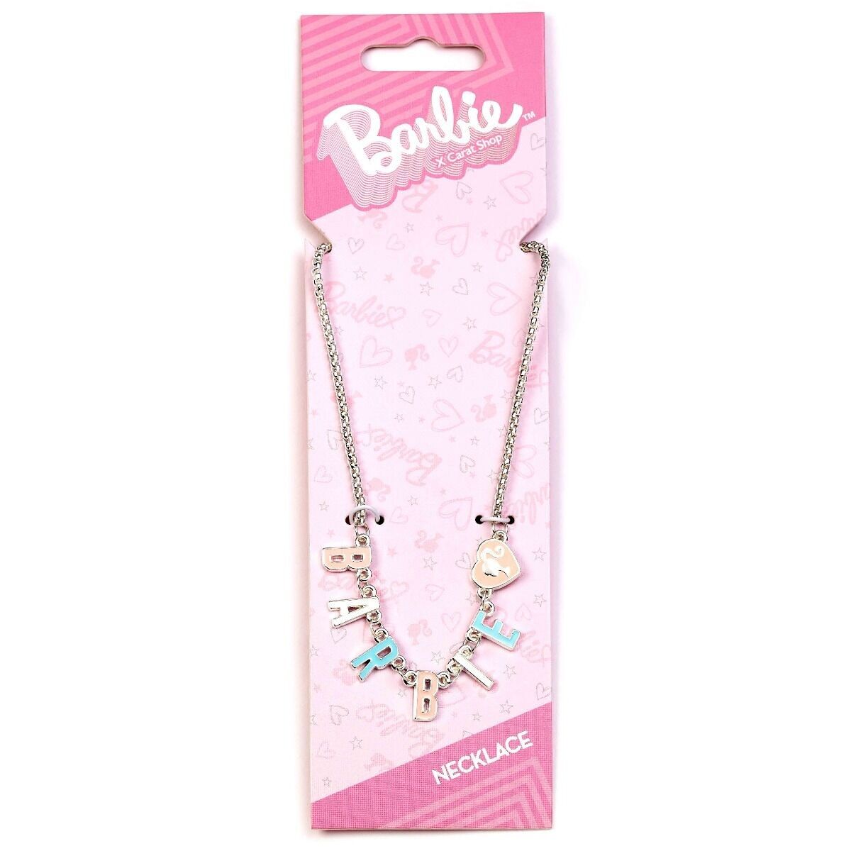 Collier de nom de lettre en émail Barbie