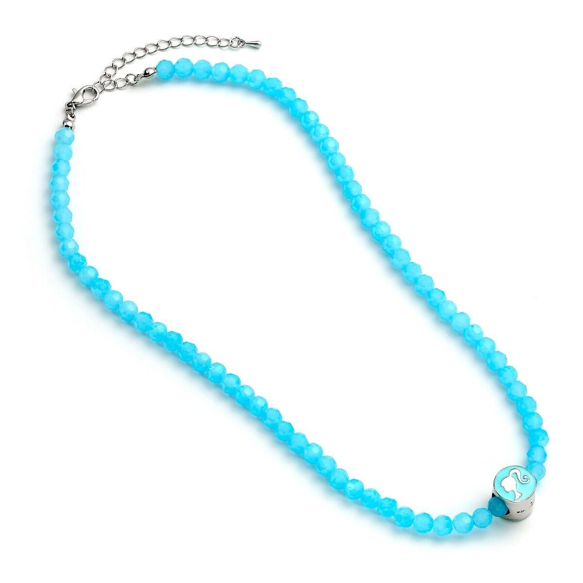Collier de perles bleues Barbie avec pendentif rond Barbie Silhouette