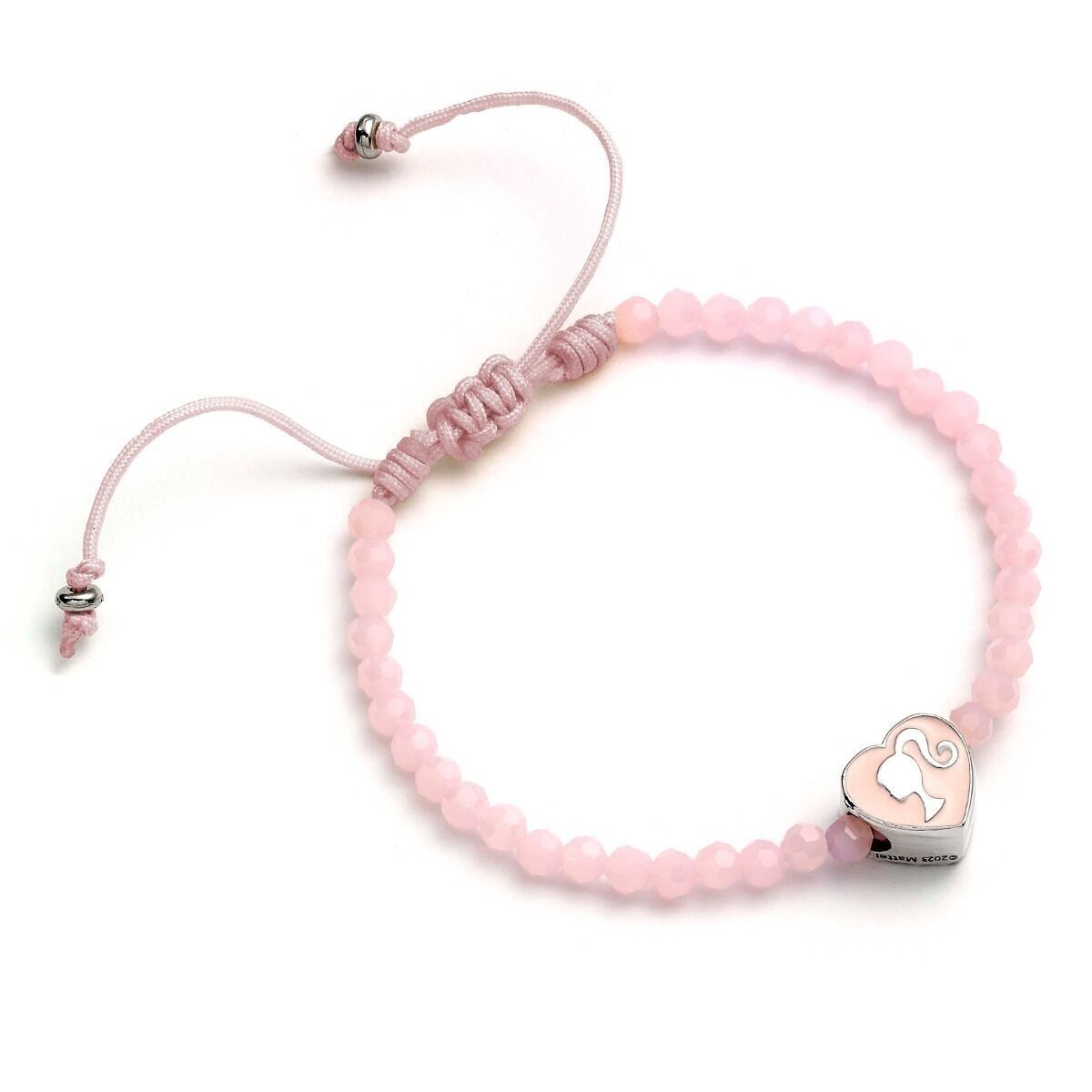 Bracelet d'amitié Barbie en perles roses avec perle en forme de cœur