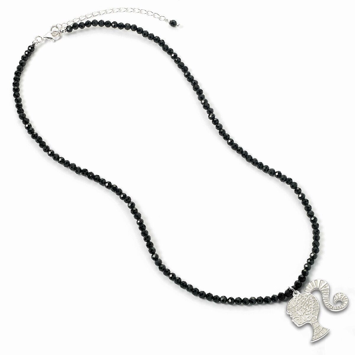 Barbie Sterling Silver Silhouette sur un collier de perles d’onyx noir