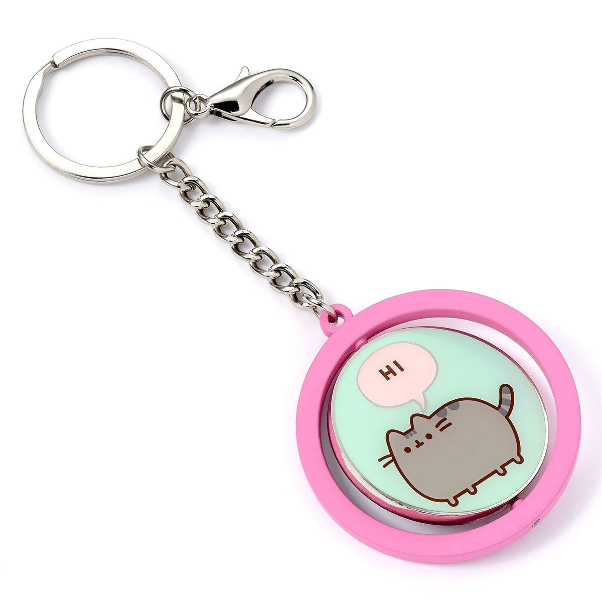 Pusheen le chat rose et bleu "Salut, Bye" Porte-clés rotatif