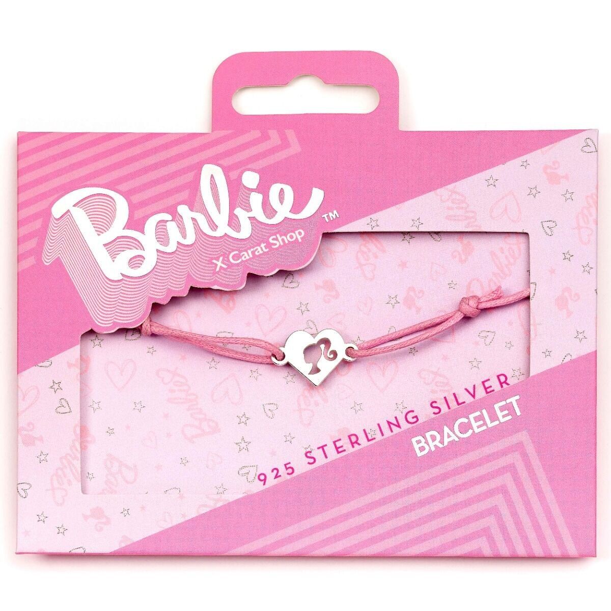 Barbie Bracelet d'amitié en forme de cœur en argent sterling avec cordon rose