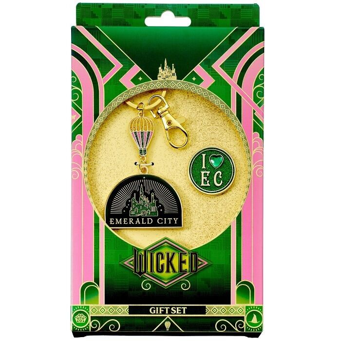 Coffret cadeau porte-clés et badge à épingle en montgolfière Wicked Emerald City