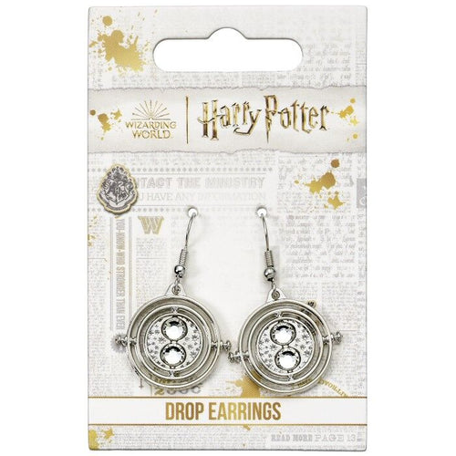 Boucles d'oreilles pendantes argentées Retourneur de temps Harry Potter