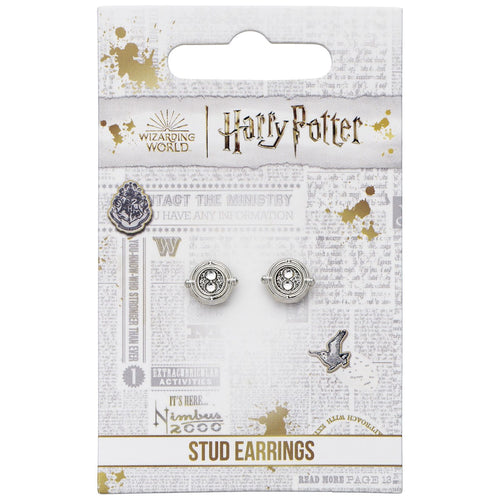 Boucles d'oreilles à tige plaquées argent Harry Potter Time Turner