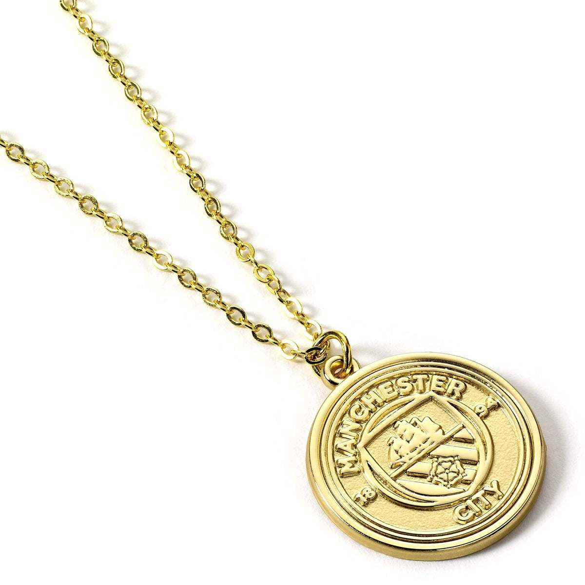 Collier doré avec écusson du club de football de Manchester City