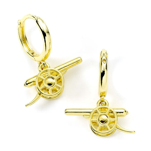 Boucles d'oreilles créoles dorées en forme de canon du club de football d'Arsenal
