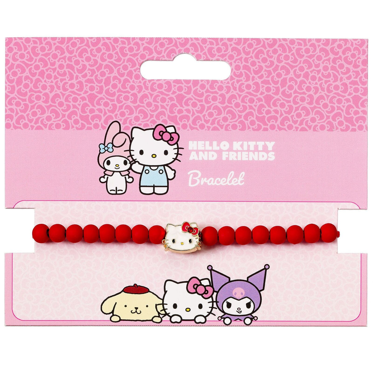 Bracelet de perles rouges Hello Kitty avec breloque Hello Kitty