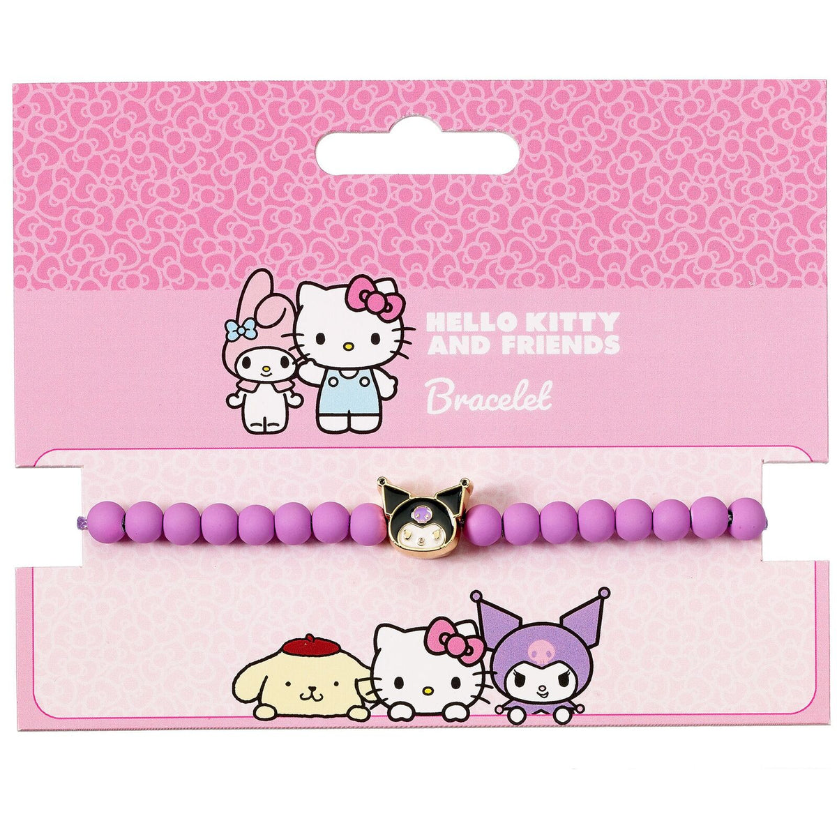 Bracelet de perles violettes Hello Kitty avec breloque Kuromi