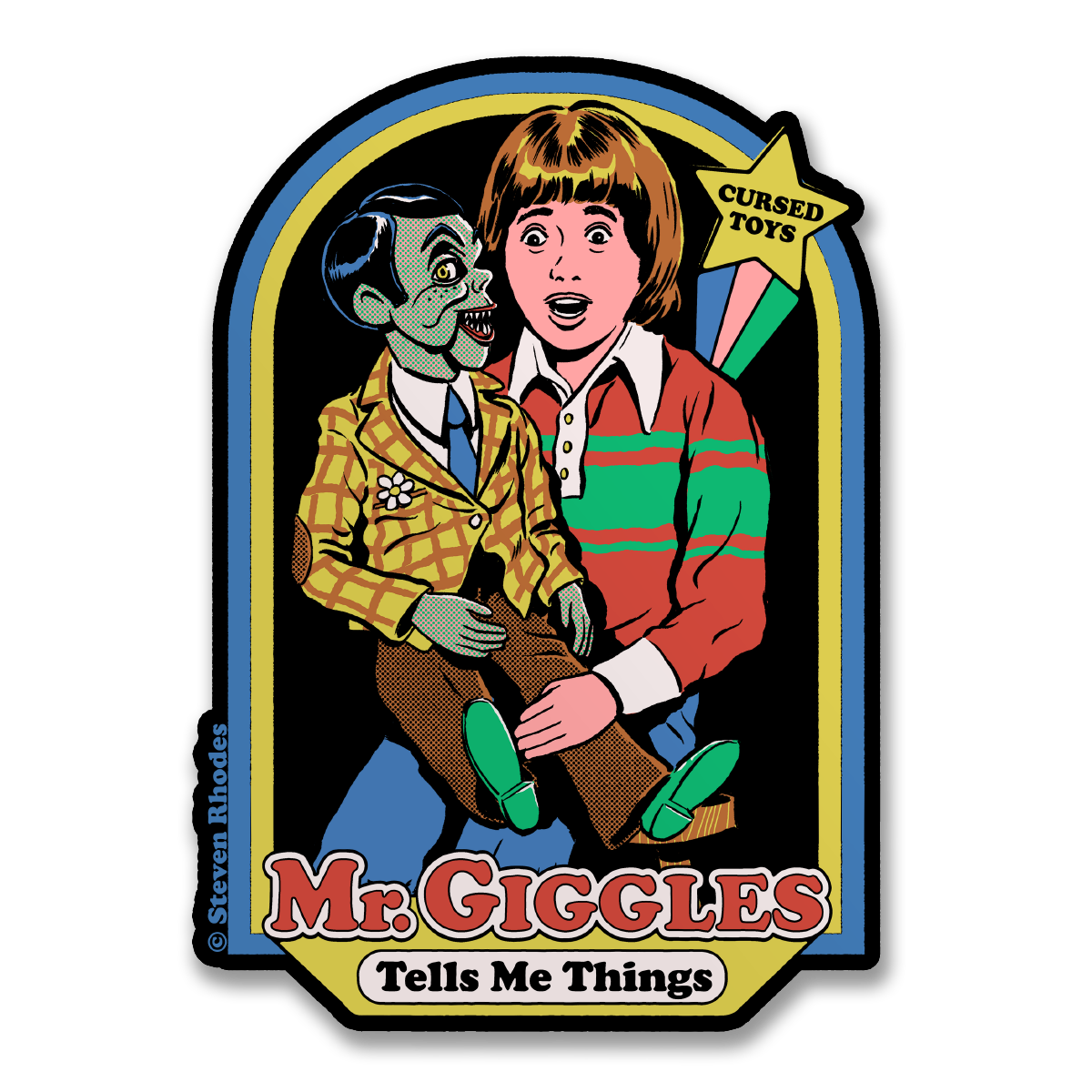 Steven Rhodes - Mr Giggles Tells Me things Sticker – Sticker