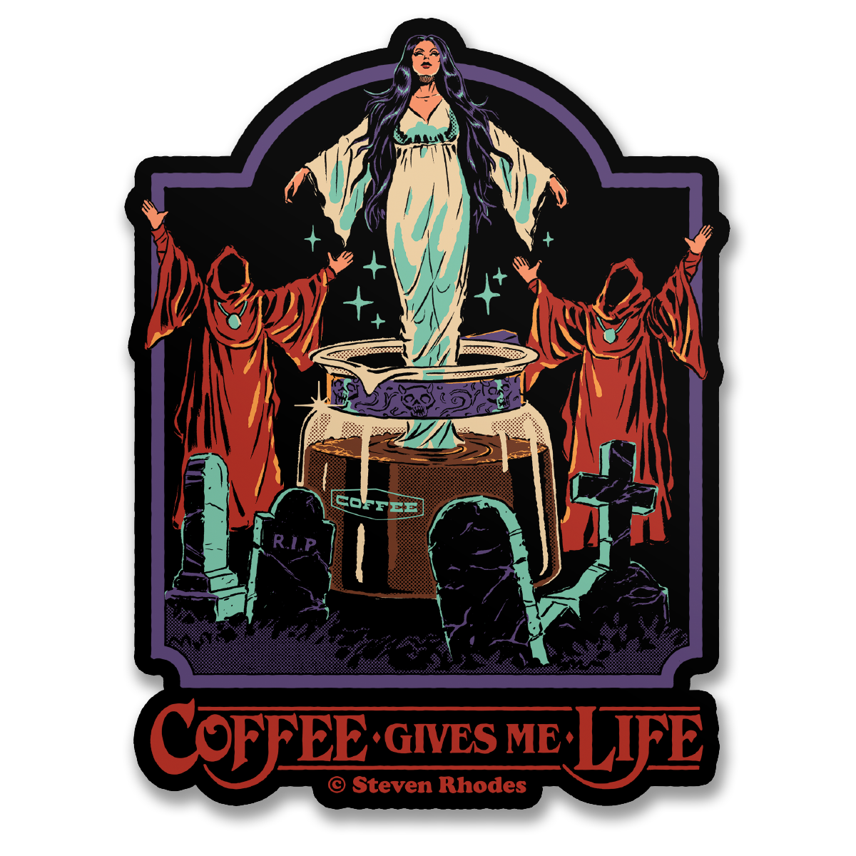 Steven Rhodes - Coffee Gives Me Life Sticker – Sticker