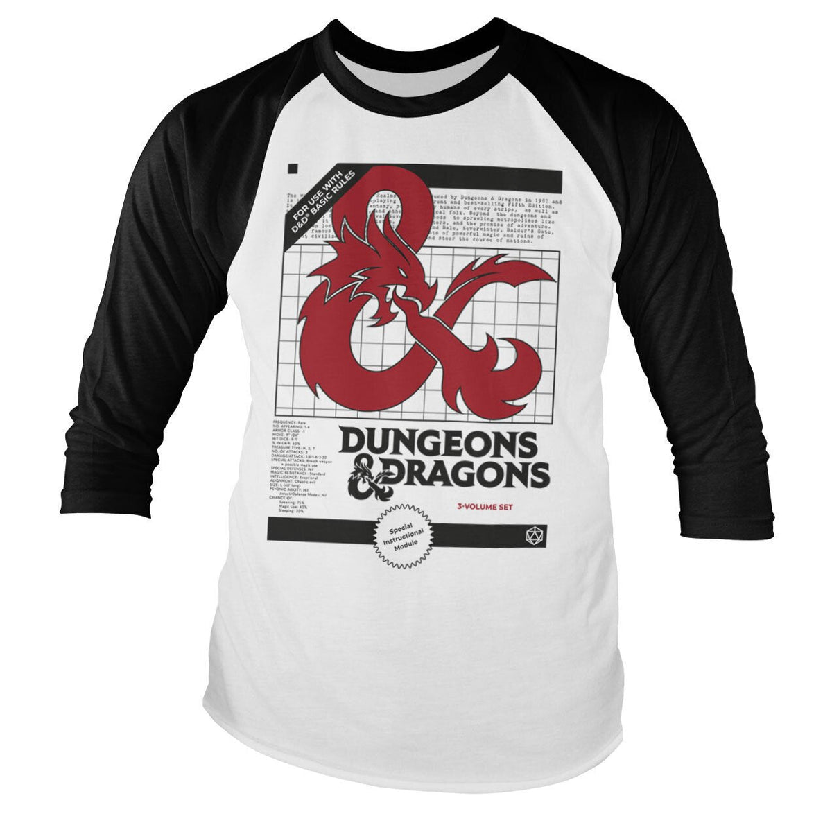 Dungeons & Dragons (Donjons & Dragons) - 3 Volume Set Baseball Long Sleeve Tee – T-shirt baseball manches longues