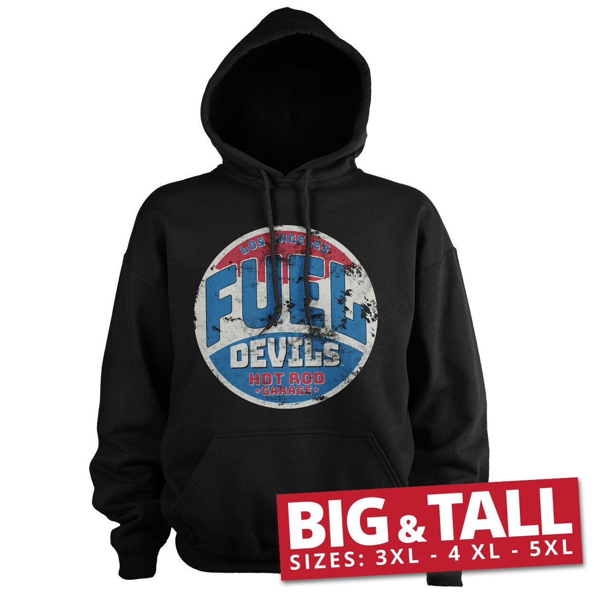 Fuel Devils Hot Rod Garage Patch Big & Tall Hoodie – Sweat à capuche grande taille