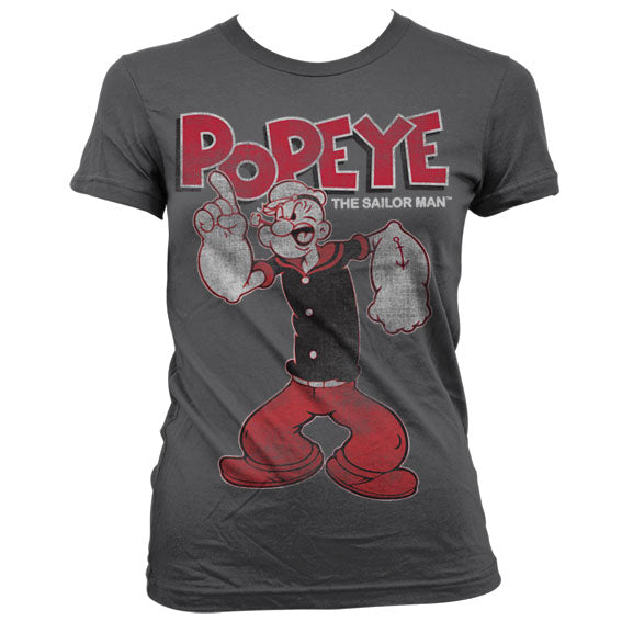Popeye Distressed Sailor Man Girly T-Shirt – T-shirt femme