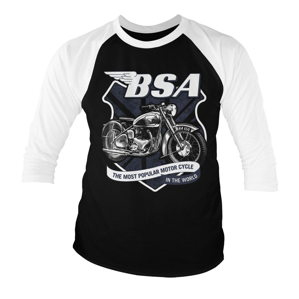B.S.A. 650 Shield Baseball 3/4 Sleeve Tee – T-shirt baseball manches 3/4
