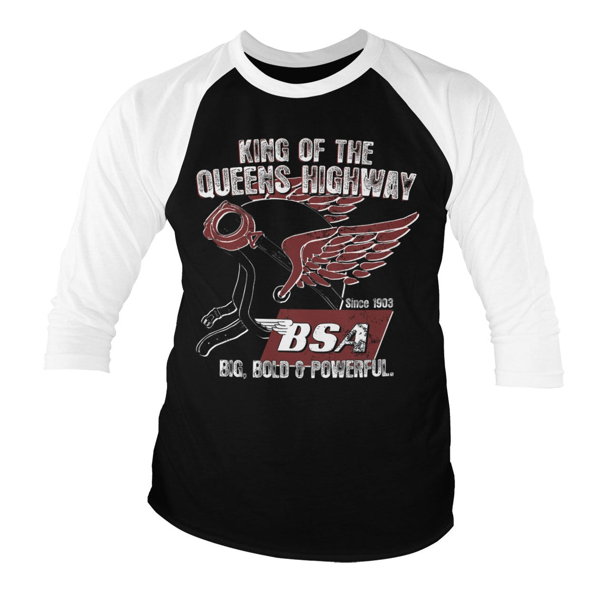 B.S.A. King Of The Queens Highway Baseball 3/4 Sleeve Tee – T-shirt baseball manches 3/4