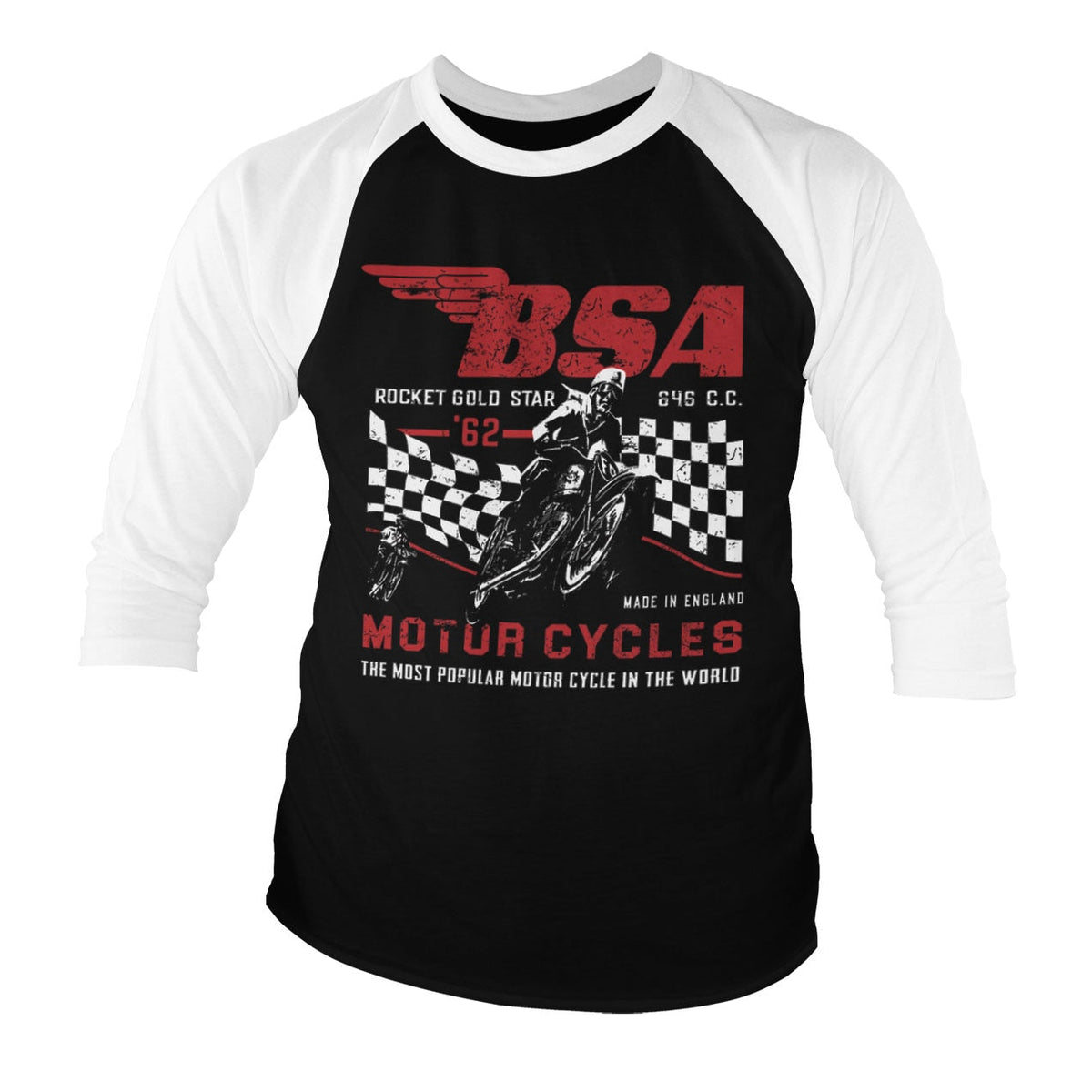 B.S.A. Rocket Gold Star Baseball 3/4 Sleeve Tee – T-shirt baseball manches 3/4