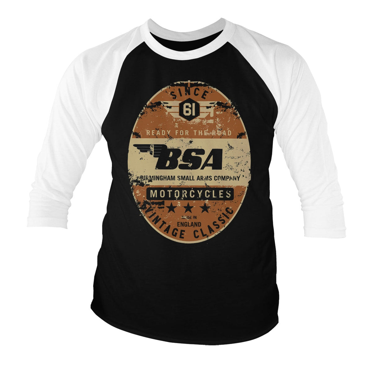 B.S.A. - Birmingham Small Arms Co. Baseball 3/4 Sleeve Tee – T-shirt baseball manches 3/4