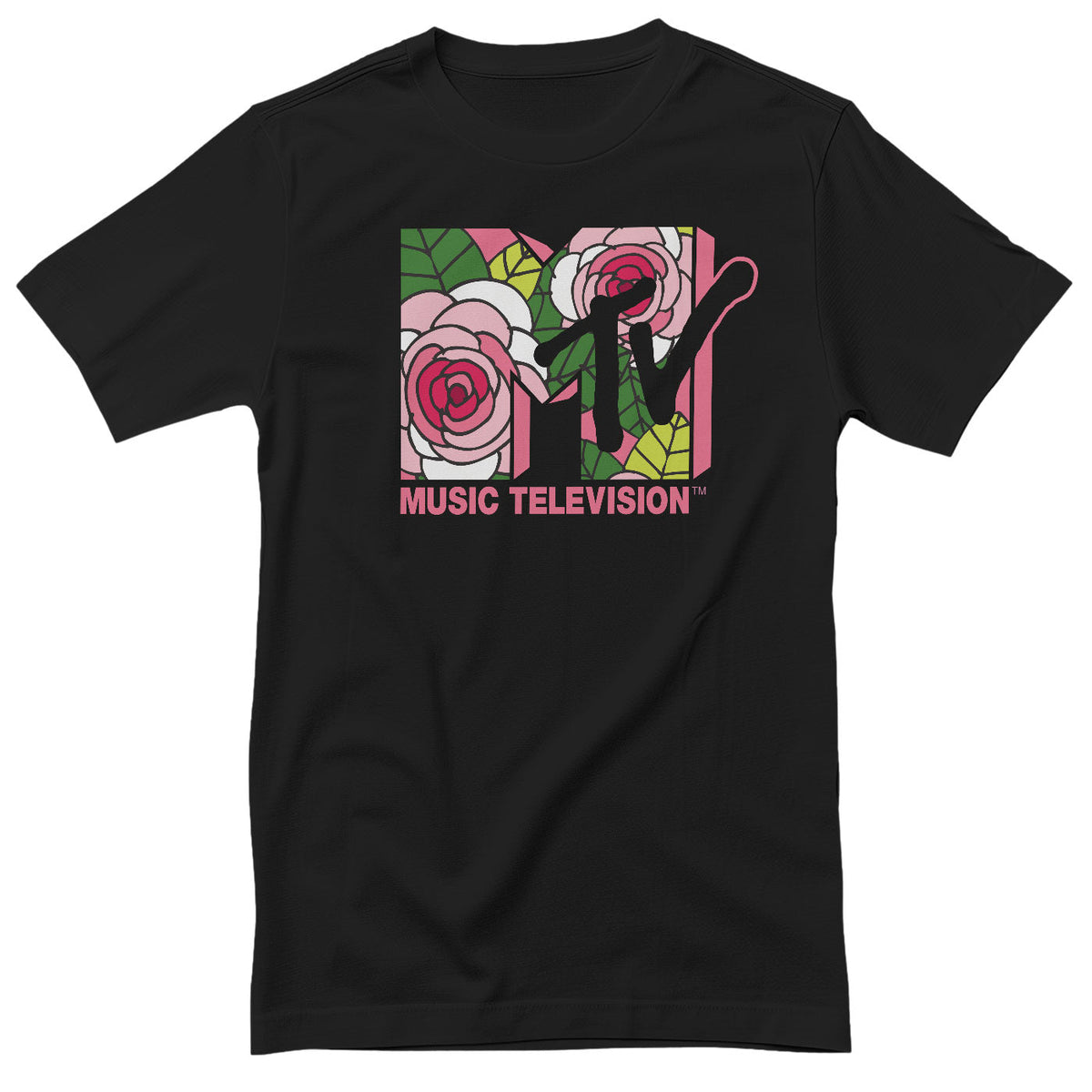 MTV Pink Roses Logo T-Shirt – T-shirt