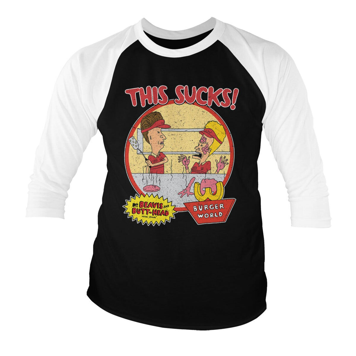 Beavis and Butt-Head - This Sucks Baseball 3/4 Sleeve Tee – T-shirt baseball manches 3/4