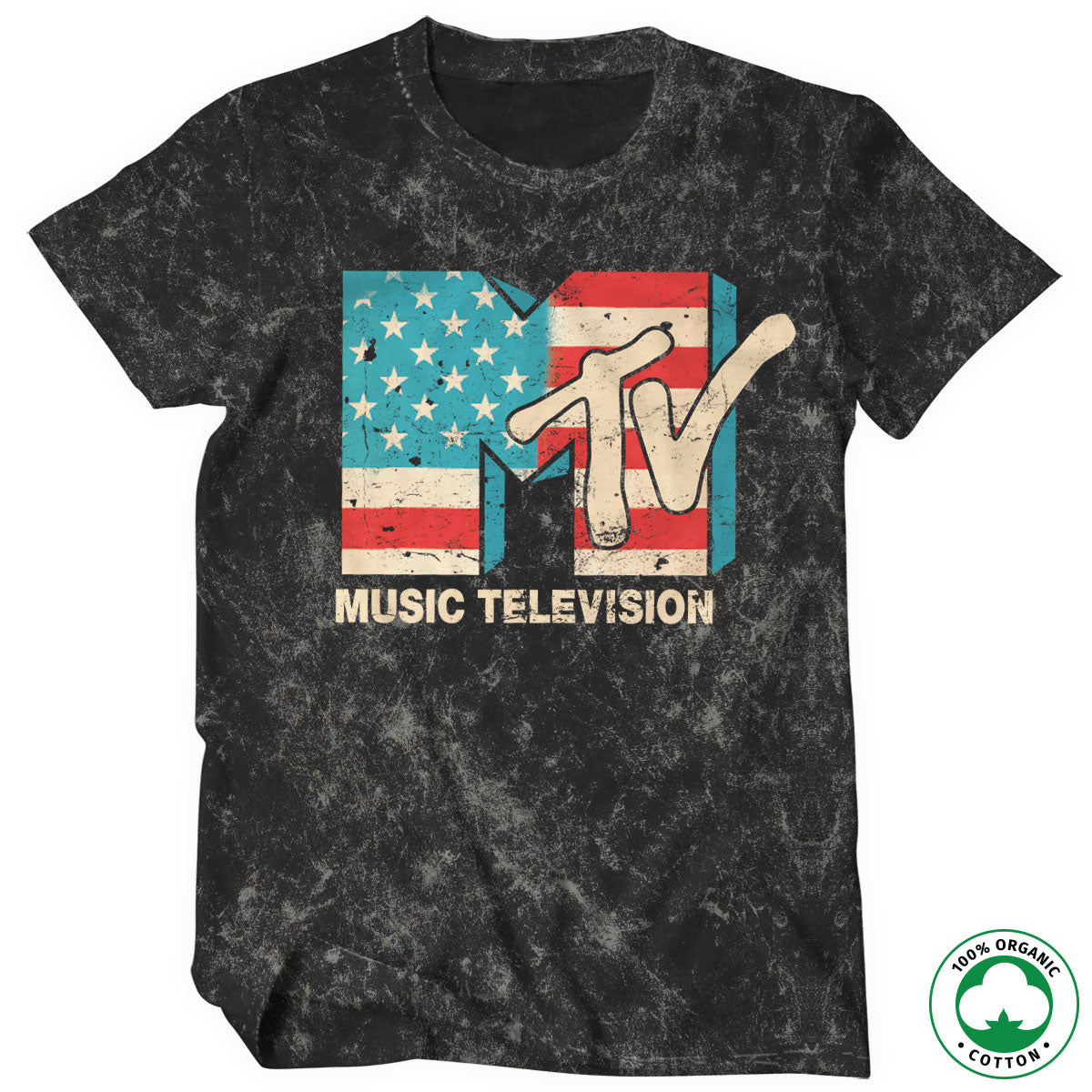 MTV Distressed USA-Flag Organic T-Shirt – T-shirt bio
