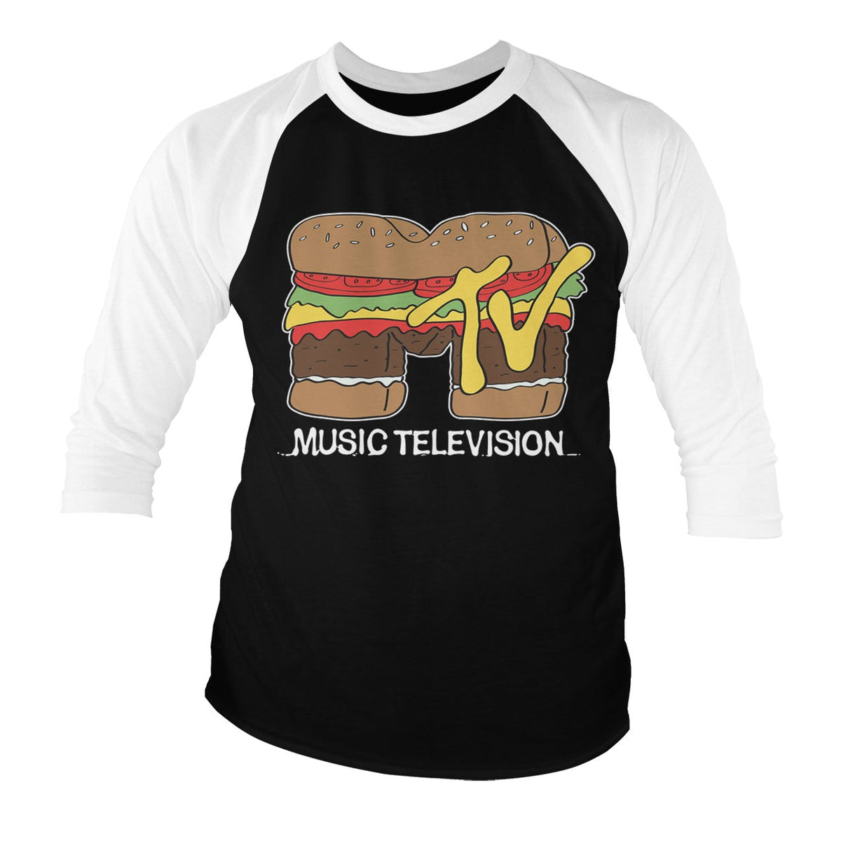 MTV Hamburger Baseball 3/4 Sleeve Tee – T-shirt baseball manches 3/4