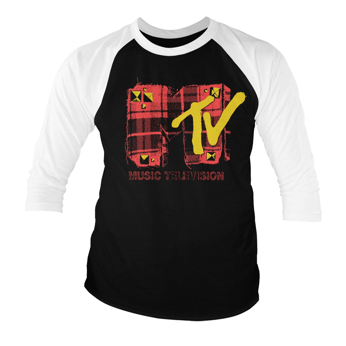 Plaid MTV Baseball 3/4 Sleeve Tee – T-shirt baseball manches 3/4
