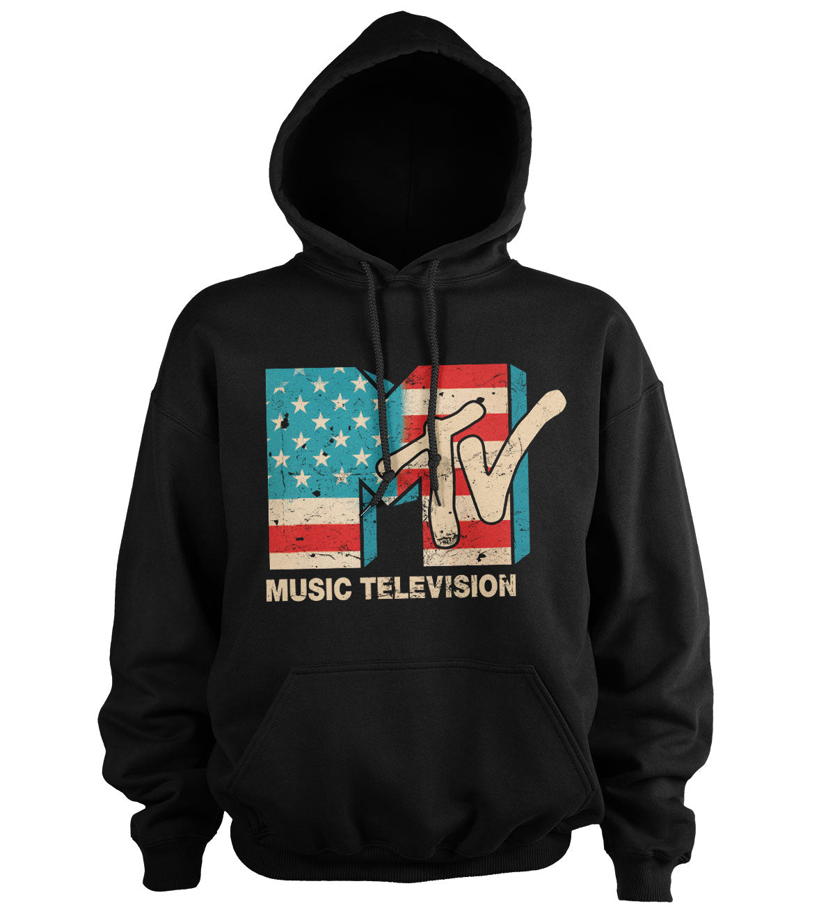 MTV Distressed USA-Flag Hoodie – Sweat à capuche