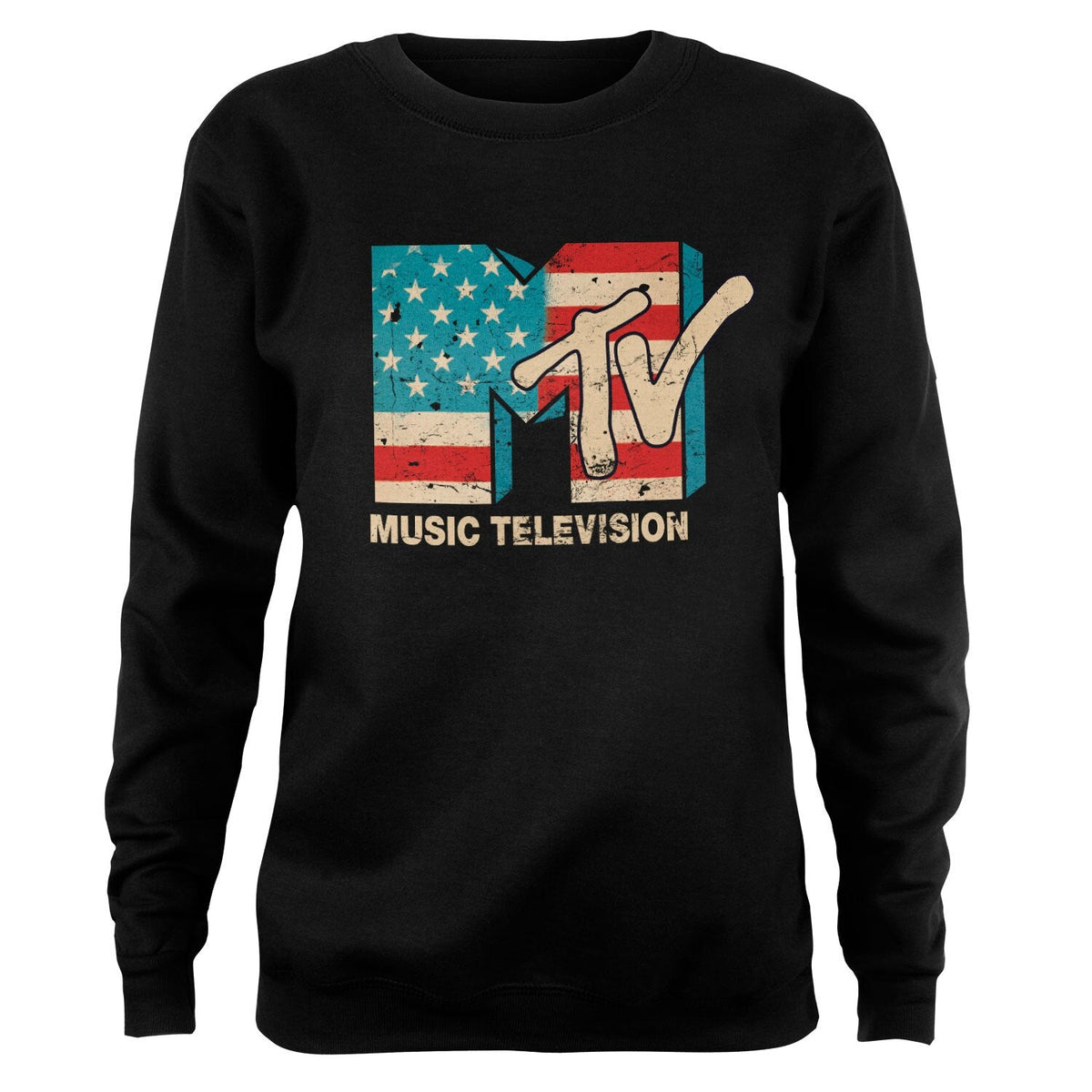 MTV Distressed USA-Flag Girly Sweatshirt – Sweat femme