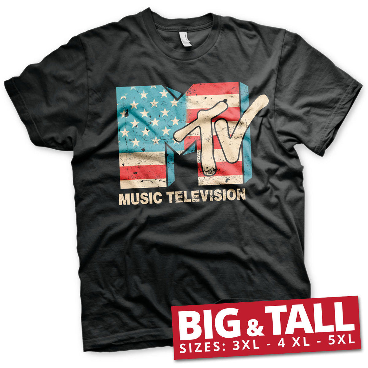 MTV Distressed USA-Flag Big & Tall T-Shirt – T-shirt grande taille