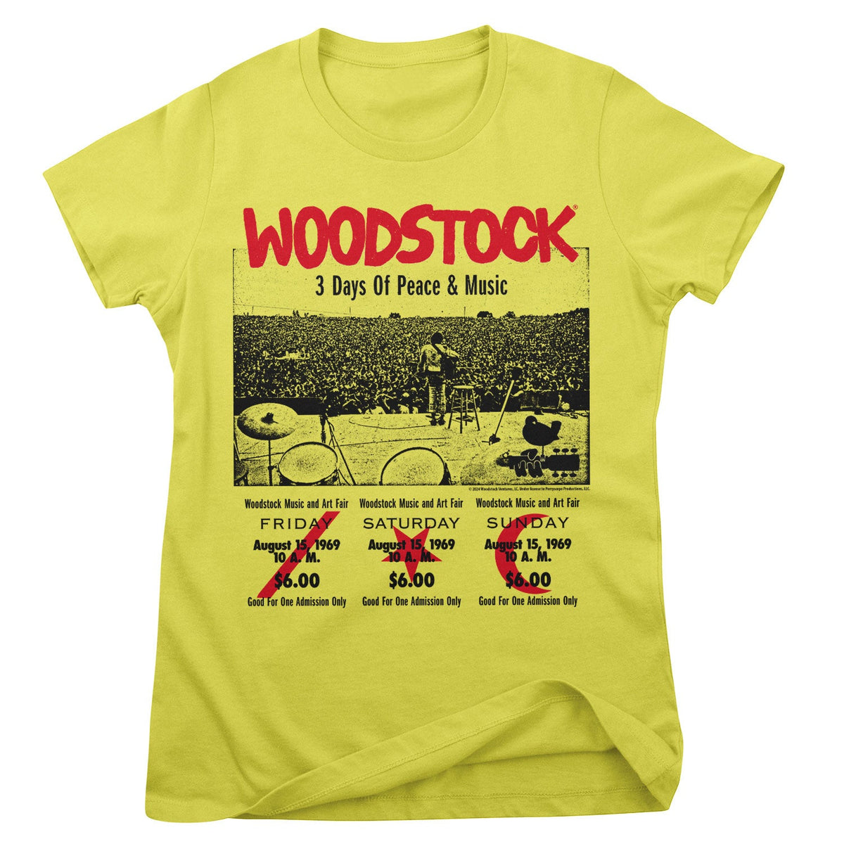 Woodstock - 3 Day Ticket Girly Tee – T-shirt femme