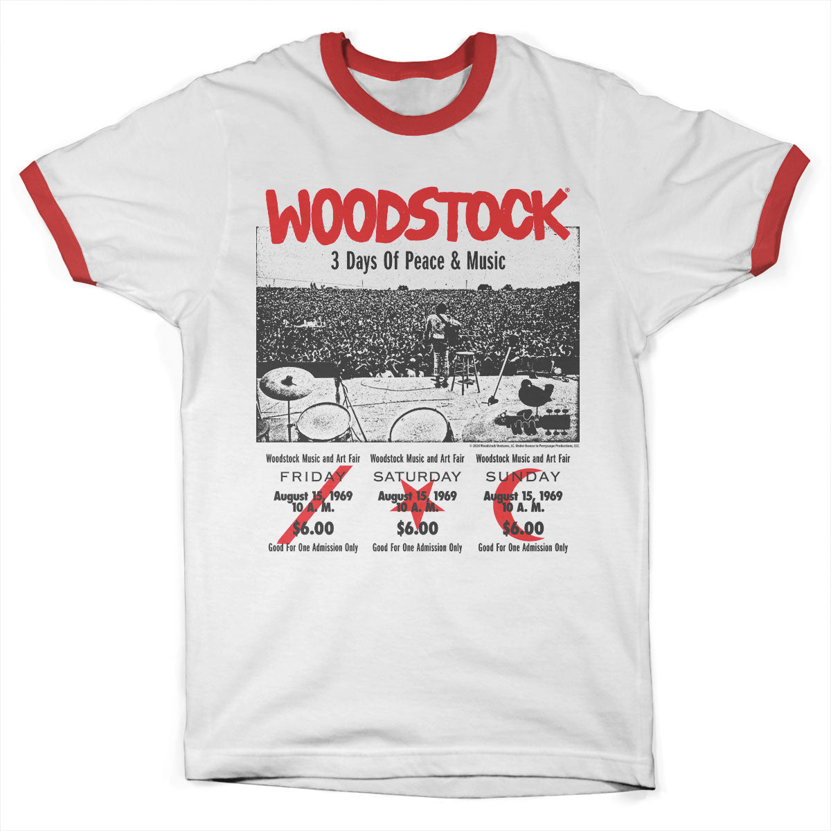 Woodstock - 3 Day Ticket Ringer Tee – T-shirt ringer