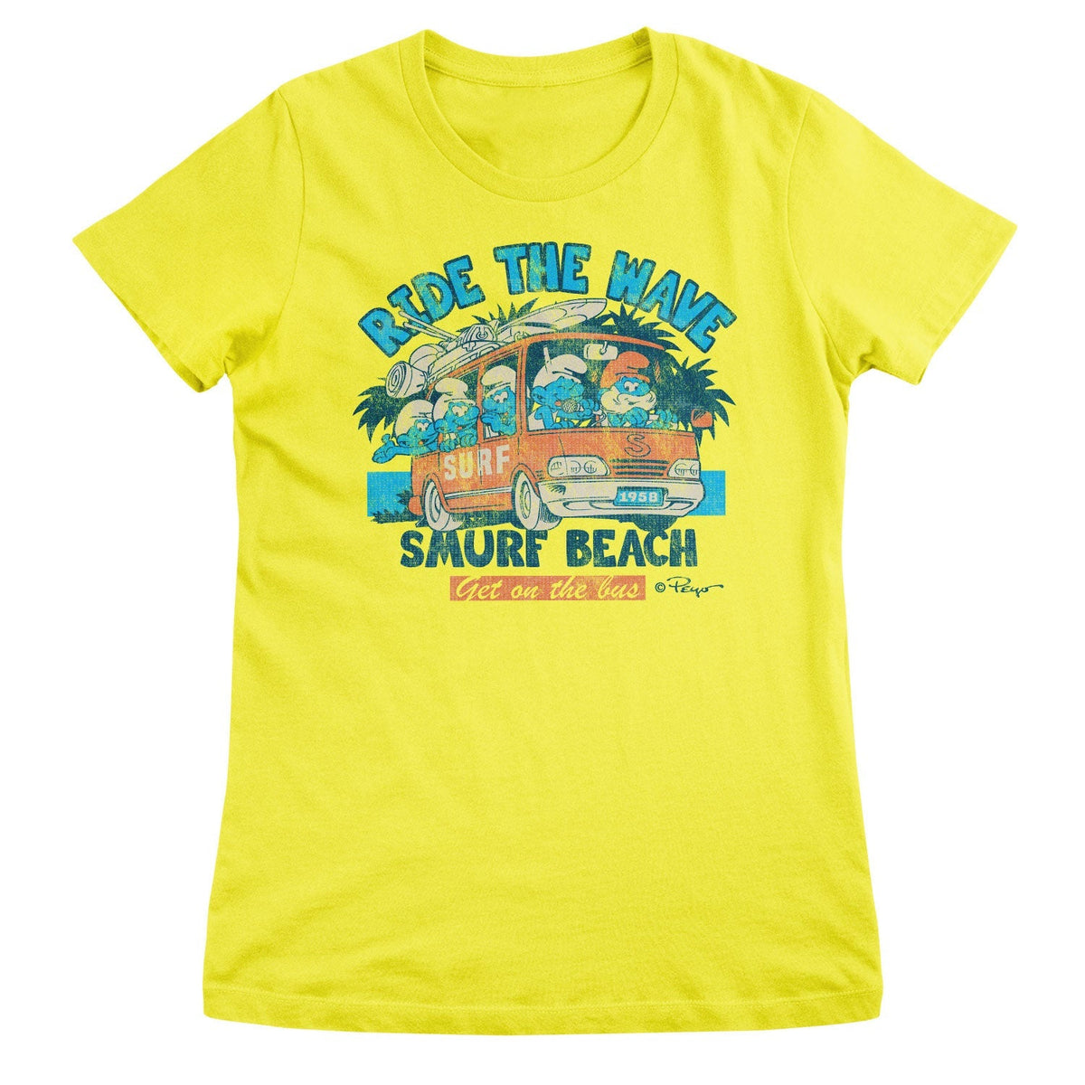Les Schtroumpfs - Ride The Wave - Smurf Beach Girly Tee – T-shirt femme