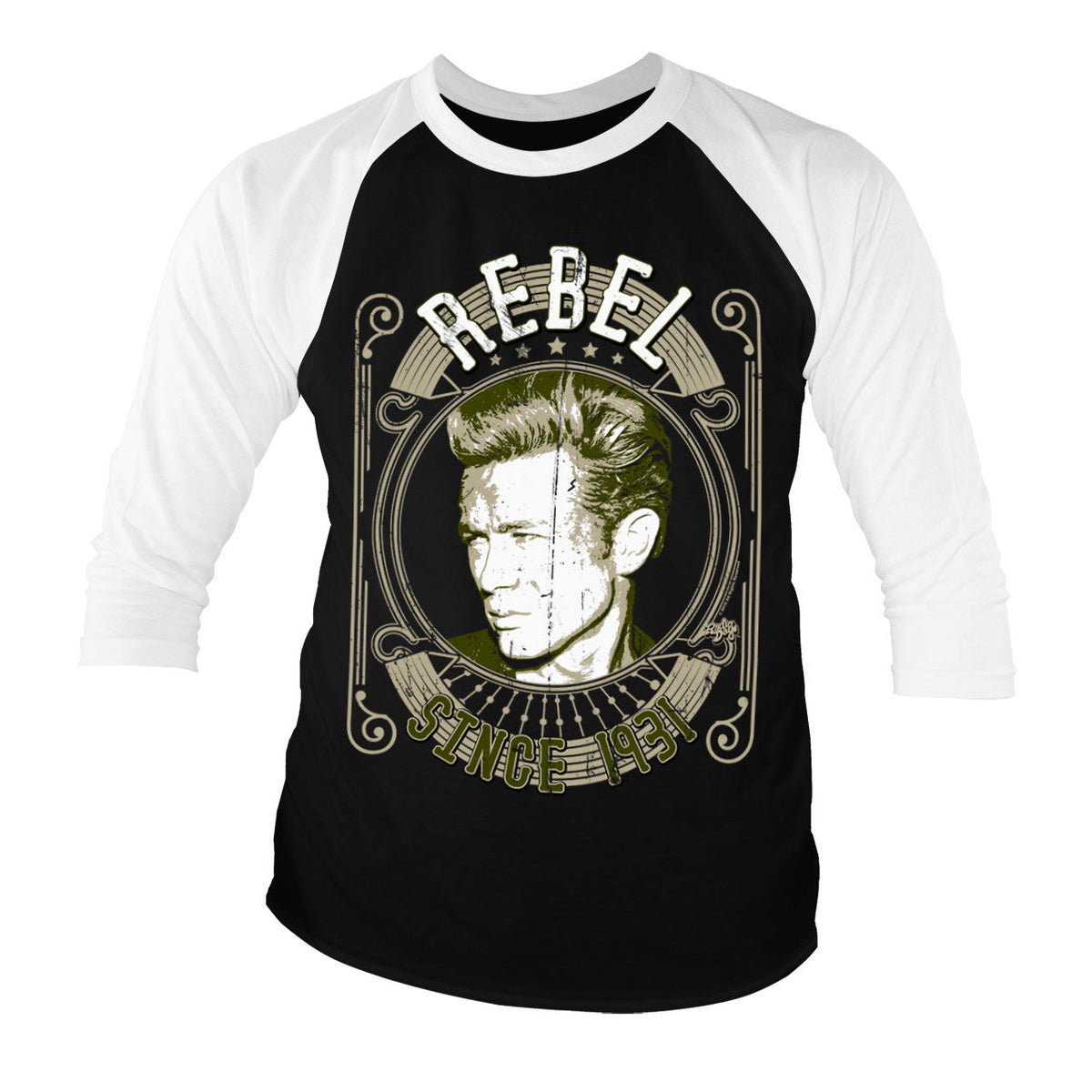 James Dean - Rebel Since 1931 Baseball 3/4 Sleeve Tee – T-shirt baseball manches 3/4