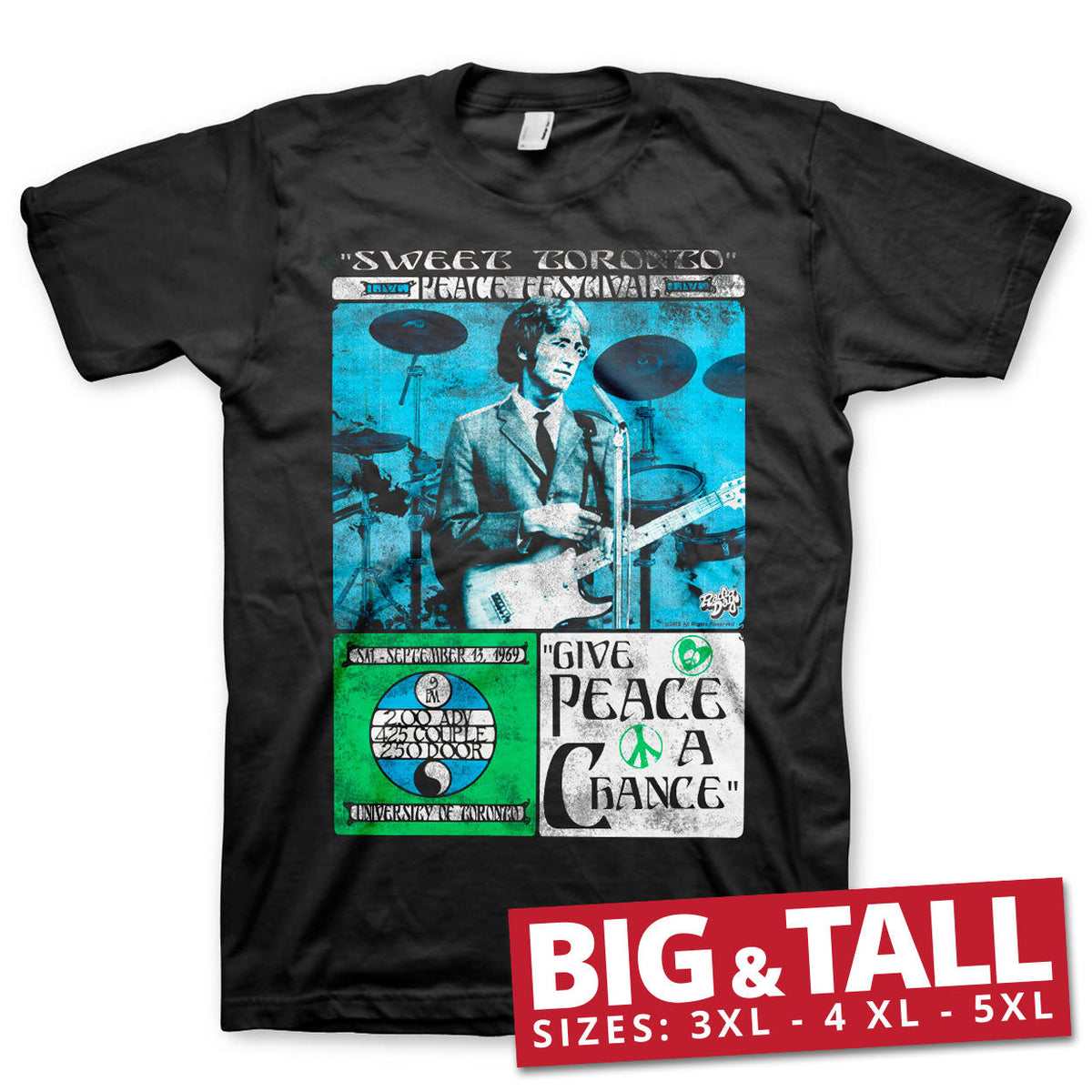 John Lennon - Toronto Peace Festival Big & Tall T-Shirt – T-shirt grande taille