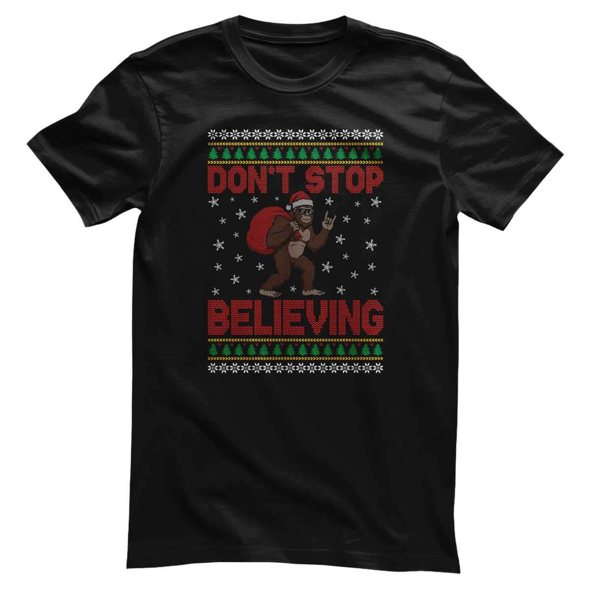 Christmas Bigfoot Pattern Tee – T-shirt