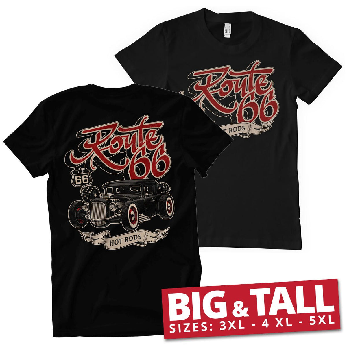 US 66 Hot Rods Big & Tall T-Shirt – T-shirt grande taille