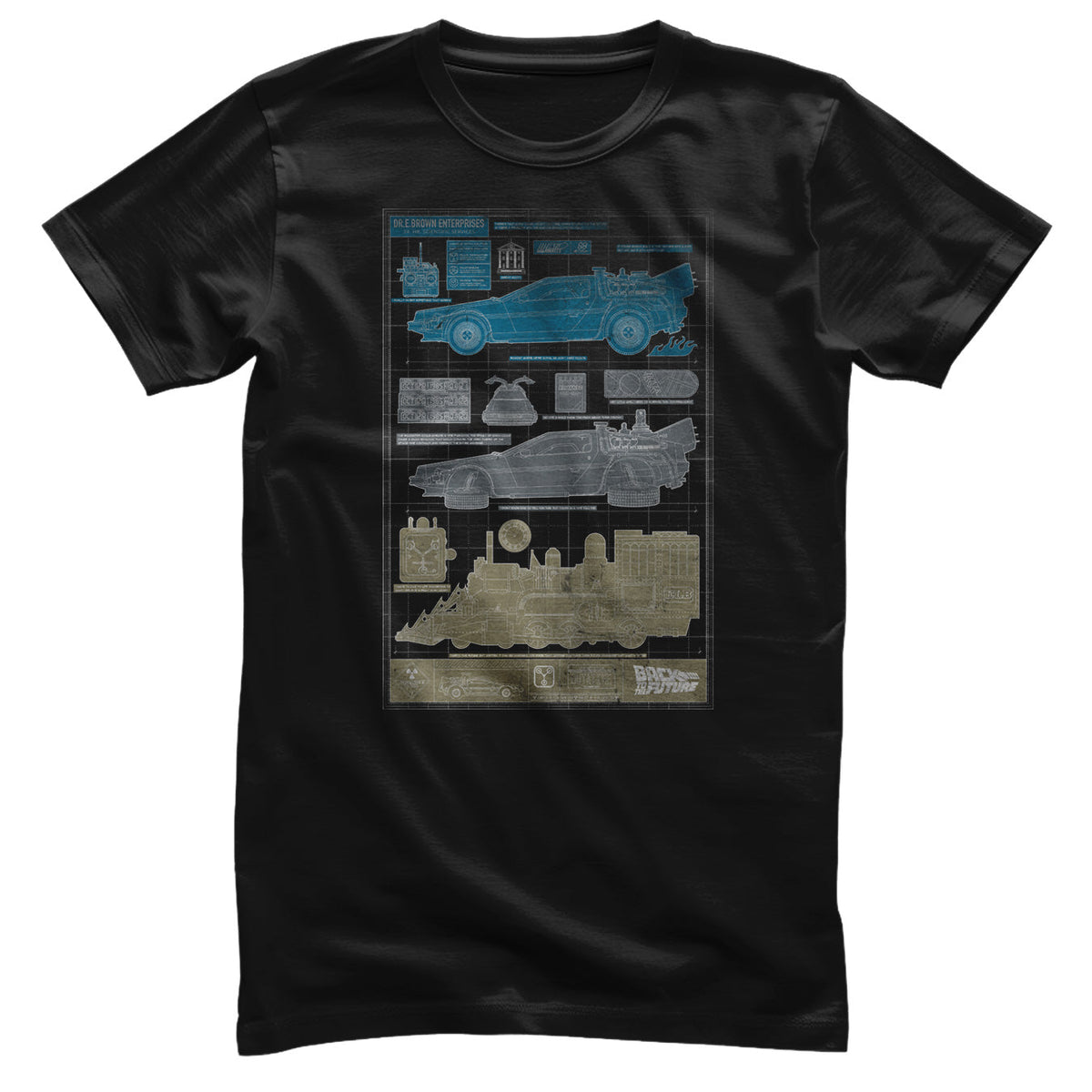 Back To The Future (Retour vers le futur) - Time Machine Blueprints T-Shirt – T-shirt