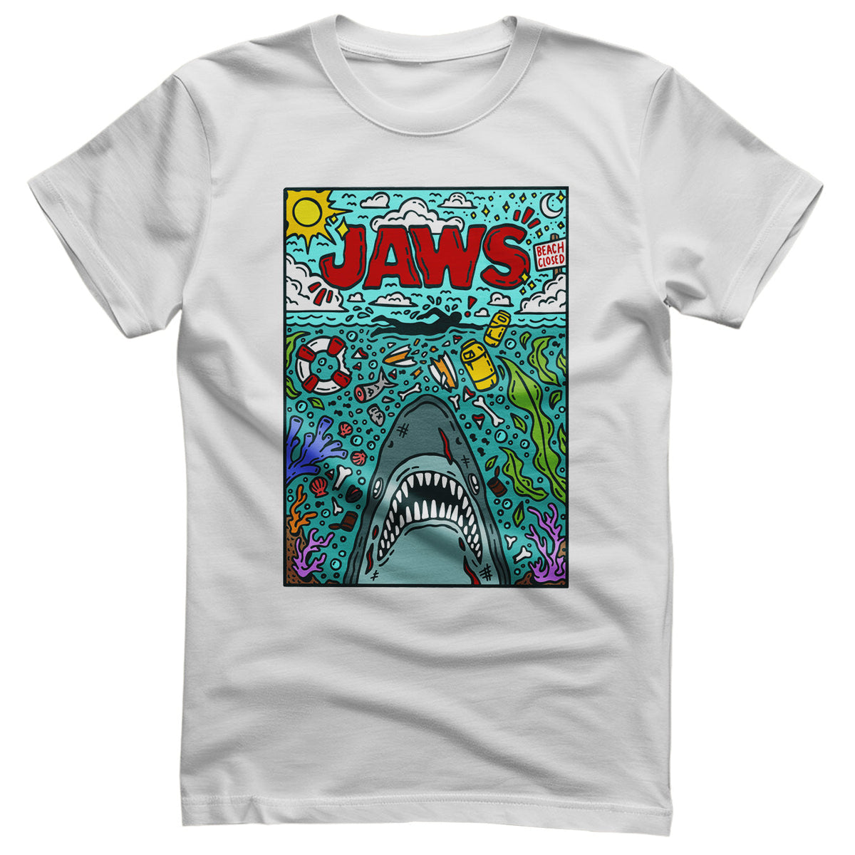 JAWS (Les Dents de la mer) Doodler Poster T-Shirt – T-shirt