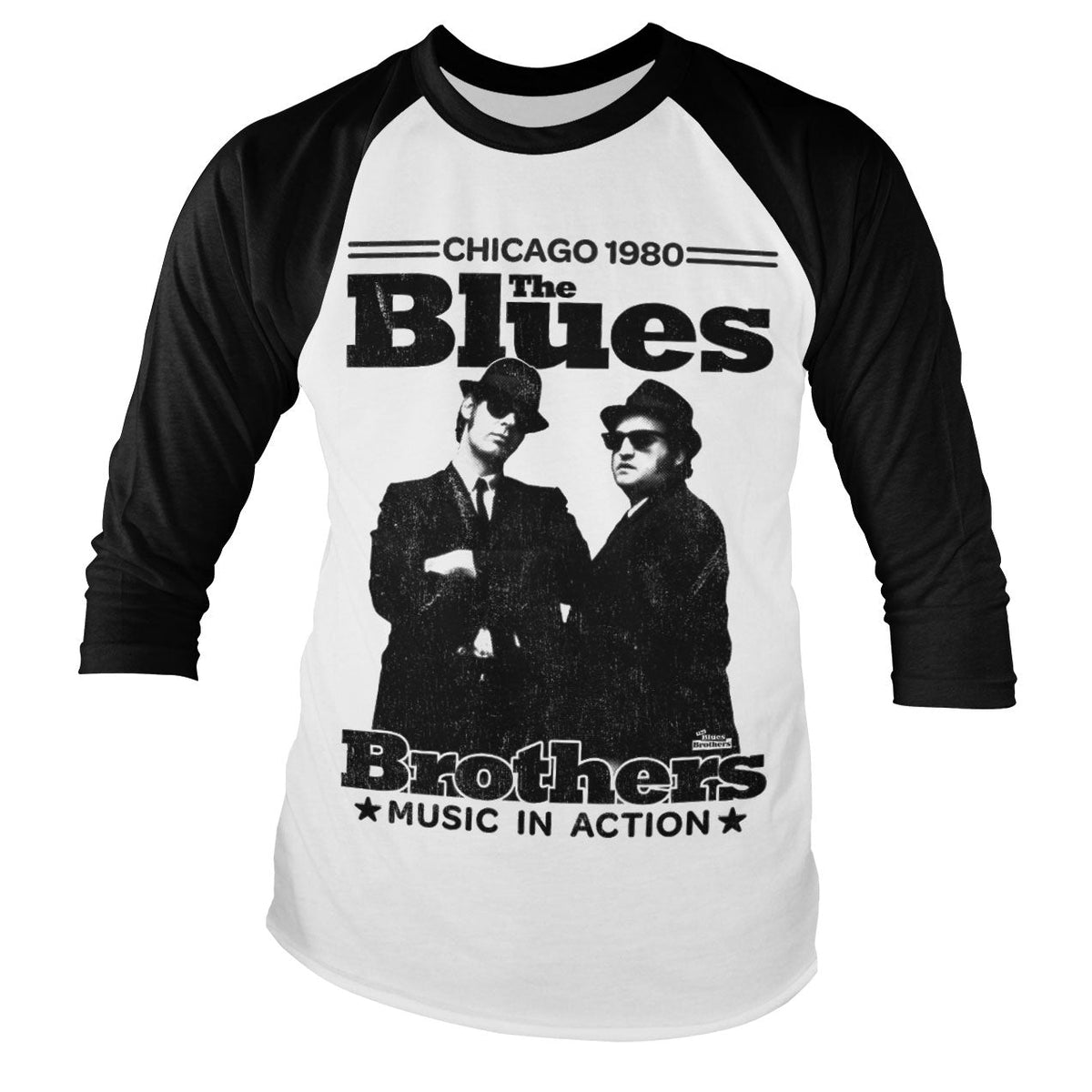 Blues Brothers (Les Blues Brothers) - Chicago 1980 Baseball Long Sleeve Tee – T-shirt baseball manches longues